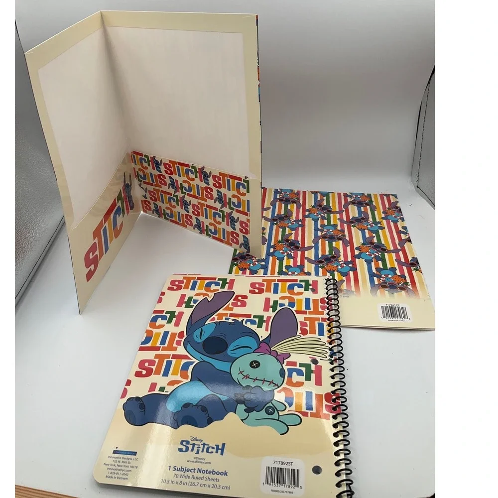 Disney Lilo & Stitch 3pc Stationery Set 1 Subject Notebook 2 Pocket Portfolios